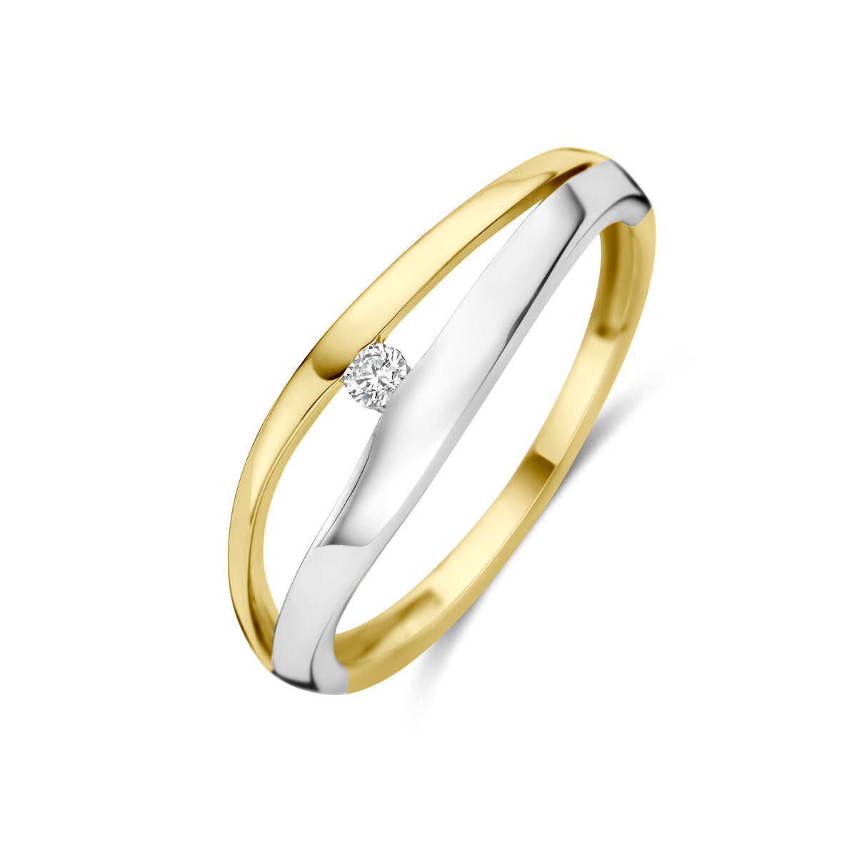 14K Bicolor Gouden Ring met Lab Grown Diamant 0.04 ct 4209172 – F VS