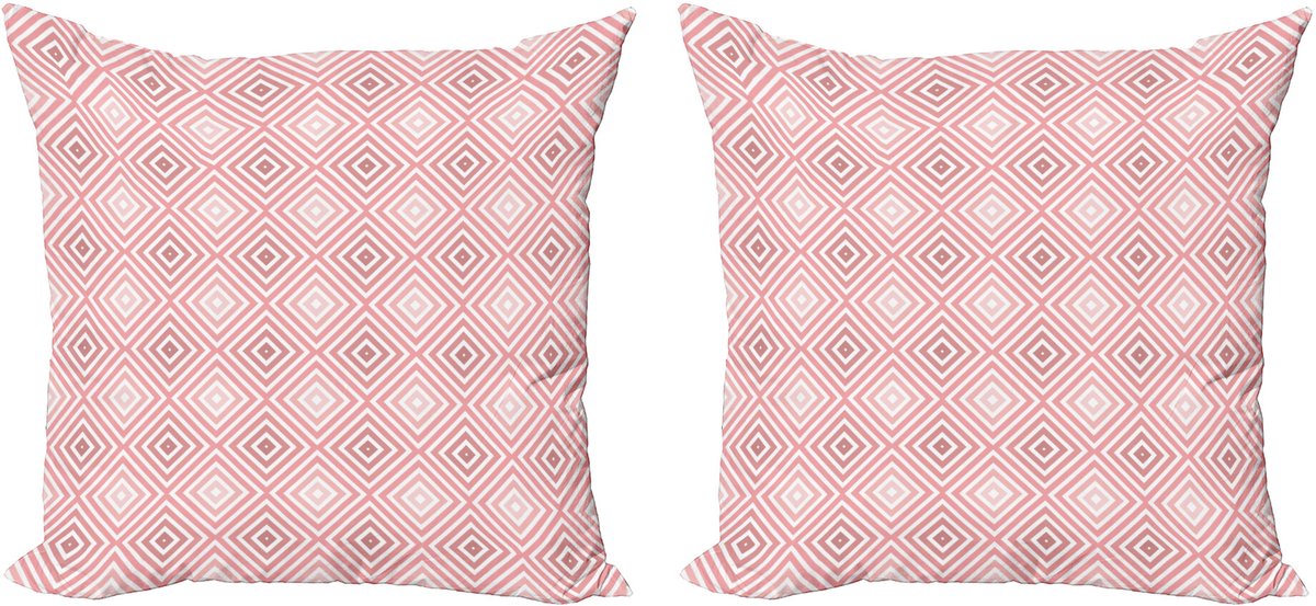 ABAKUHAUS Roze en witte decoratieve kussenhoez 2-pack, Hypnotic Formula, 50x50 cm, lichtroze gedroogde roos