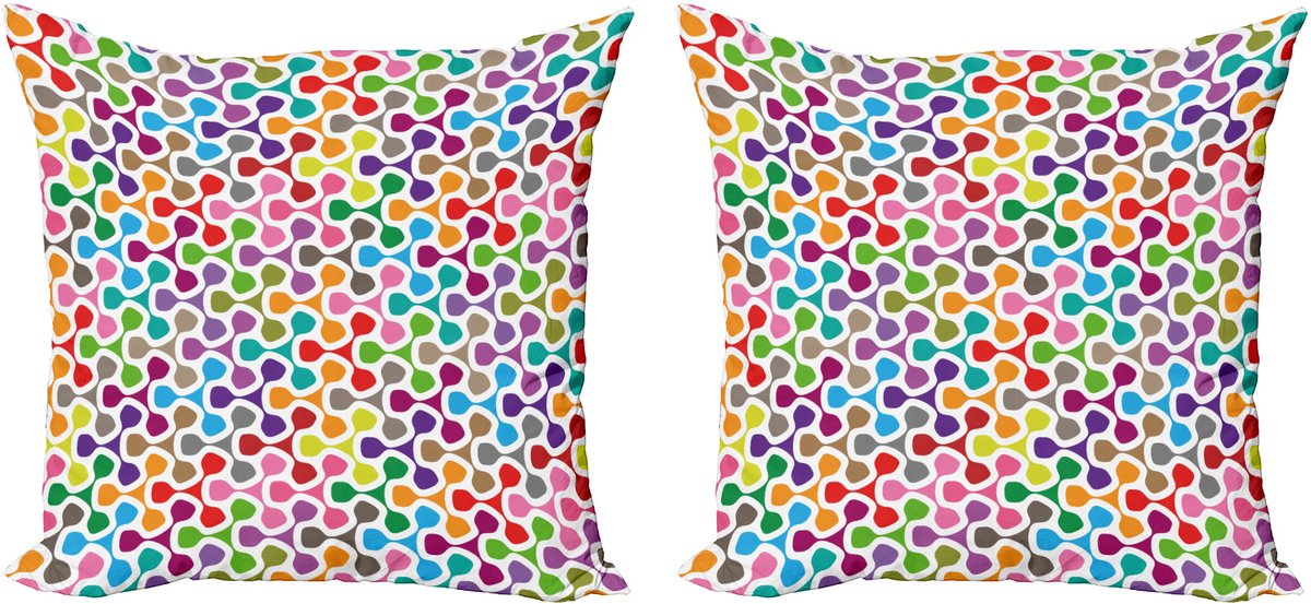 ABAKUHAUS Abstracte decoratieve kussenhoez 2-pack, psychedelische kleur 50x50 cm, gro rood, geel, blauw