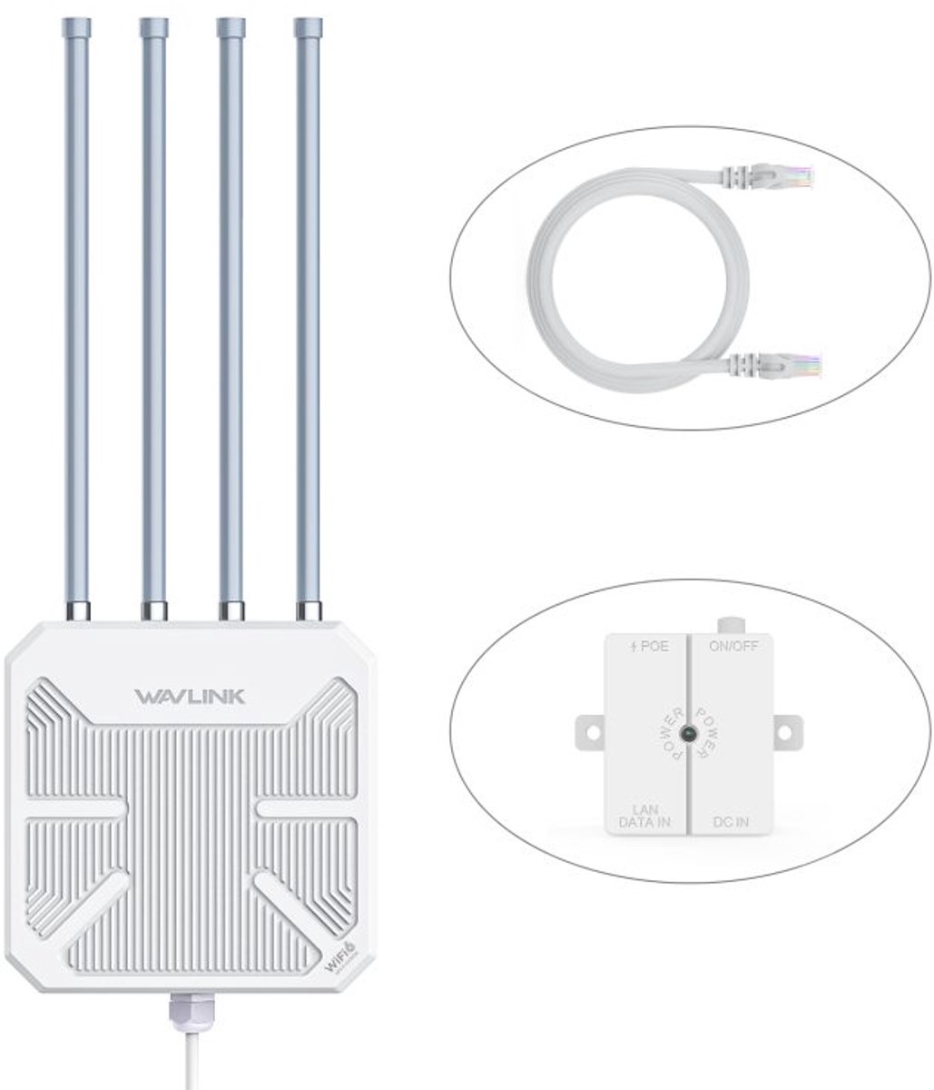 Wavlink AX3000 WN573HX3 Outdoor WiFi 6 Access Point – Weerbestendige Dual‑Band Mesh Extender – Gigabit Snelheden, Lange Afstand Bereik, PoE‑Ondersteuning – Ideaal voor Tuin, Camping & Bedrijfsterrein