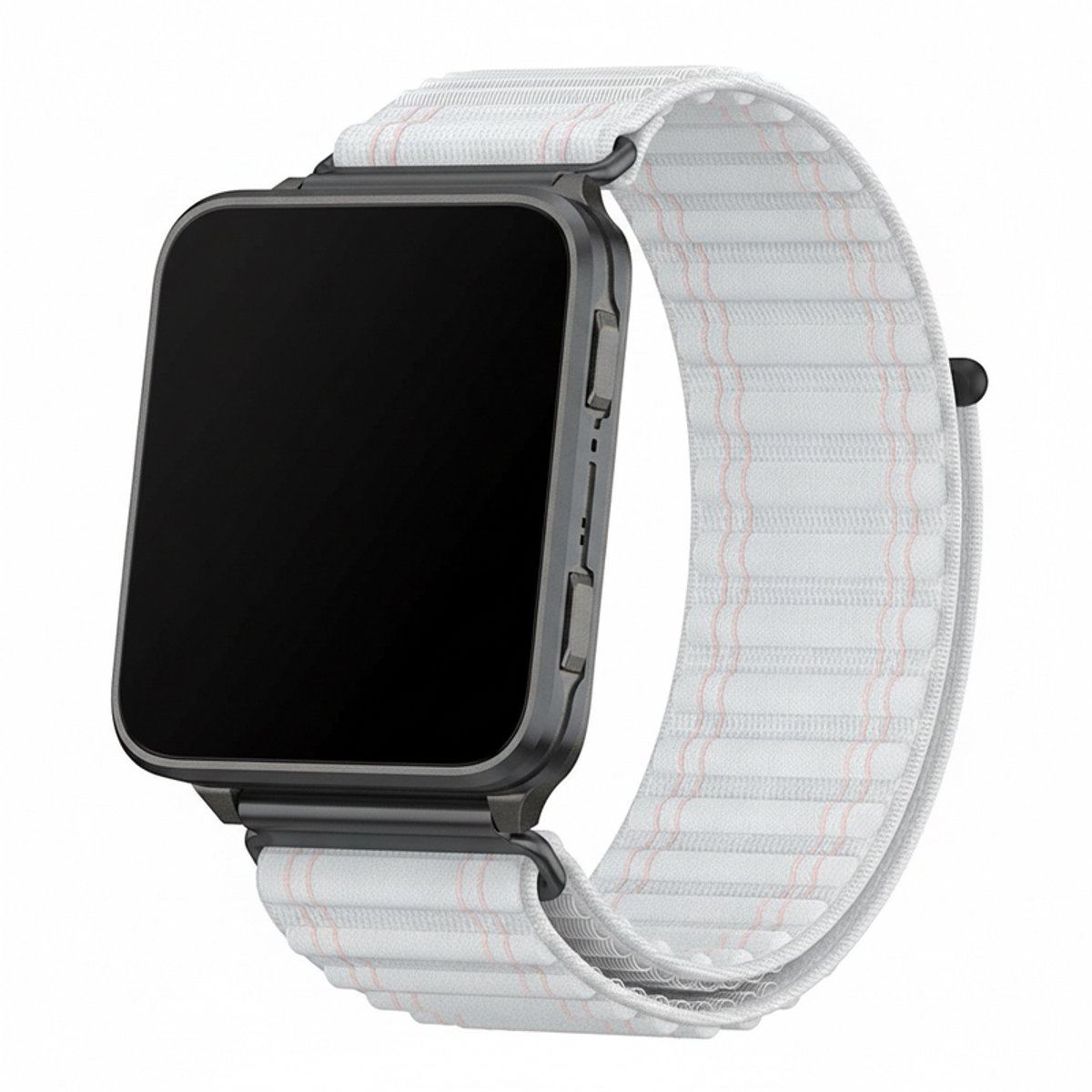 Nylon loop bandje - geschikt voor Garmin Venu X1 - klittenbandsluiting - wit