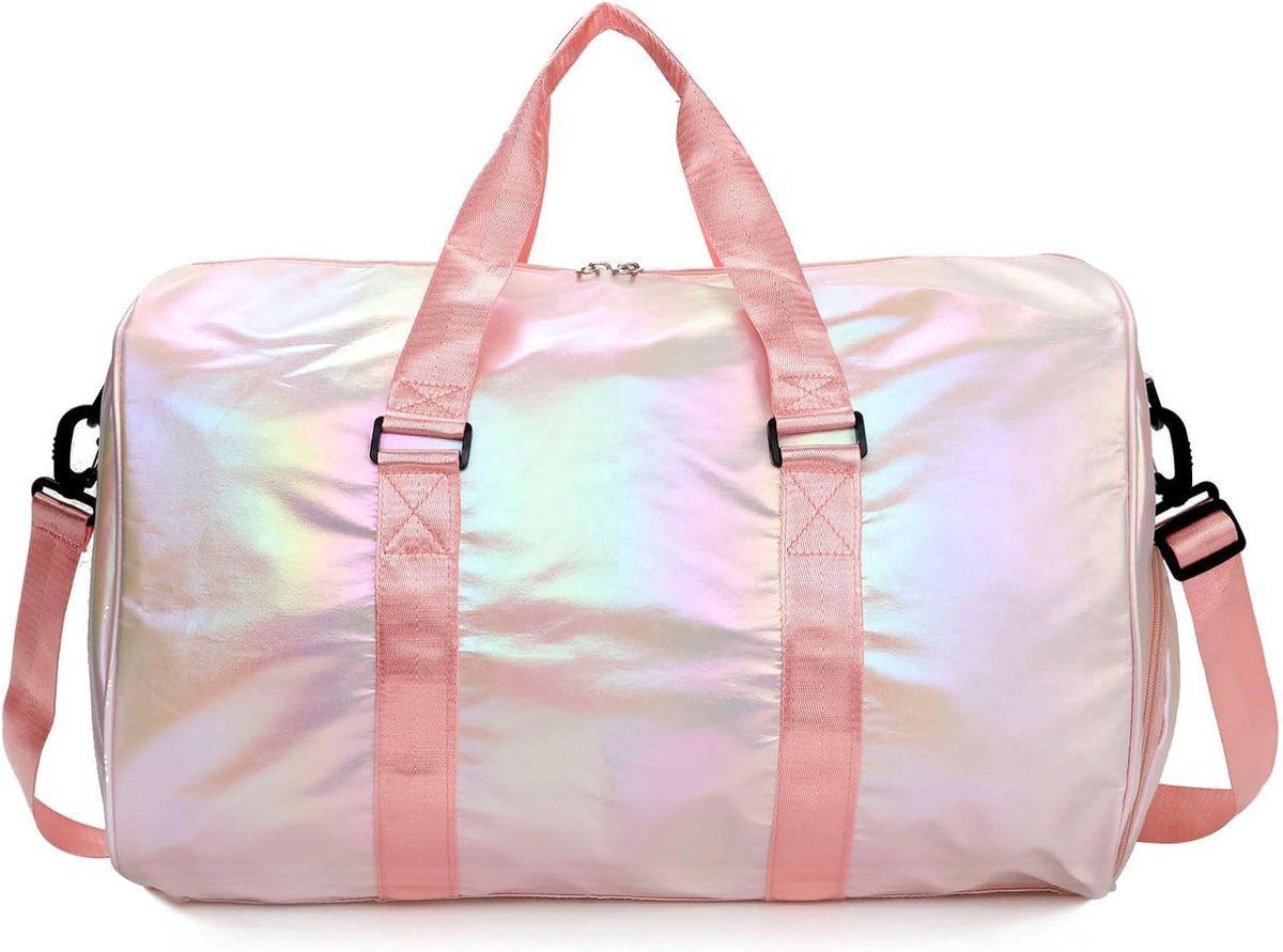 Sporttas dames - Danstas voor meisjes - Sporttas met schoenenvak en Waterdichte tas - Kleine sporttas - Waterdichte reistas voor dames - Weekendtas Dames - Voor sport, fitness en reizen - 48*26*39 cm - Roze