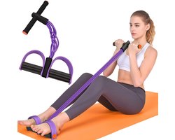 Weerstandsbanden - Stepfitnessbanden met handgrepen - Geschikt voor enkelstrekkingen, buiktraining, pilates en yoga - Multifunctioneel ontwerp voor training van buik-, arm-, been- en rompspieren, ideaal voor beginners - Paars