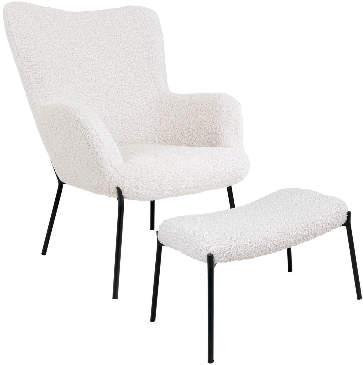 House Nordic Fauteuil Glasgow - Wit - Incl. Voetenbankje