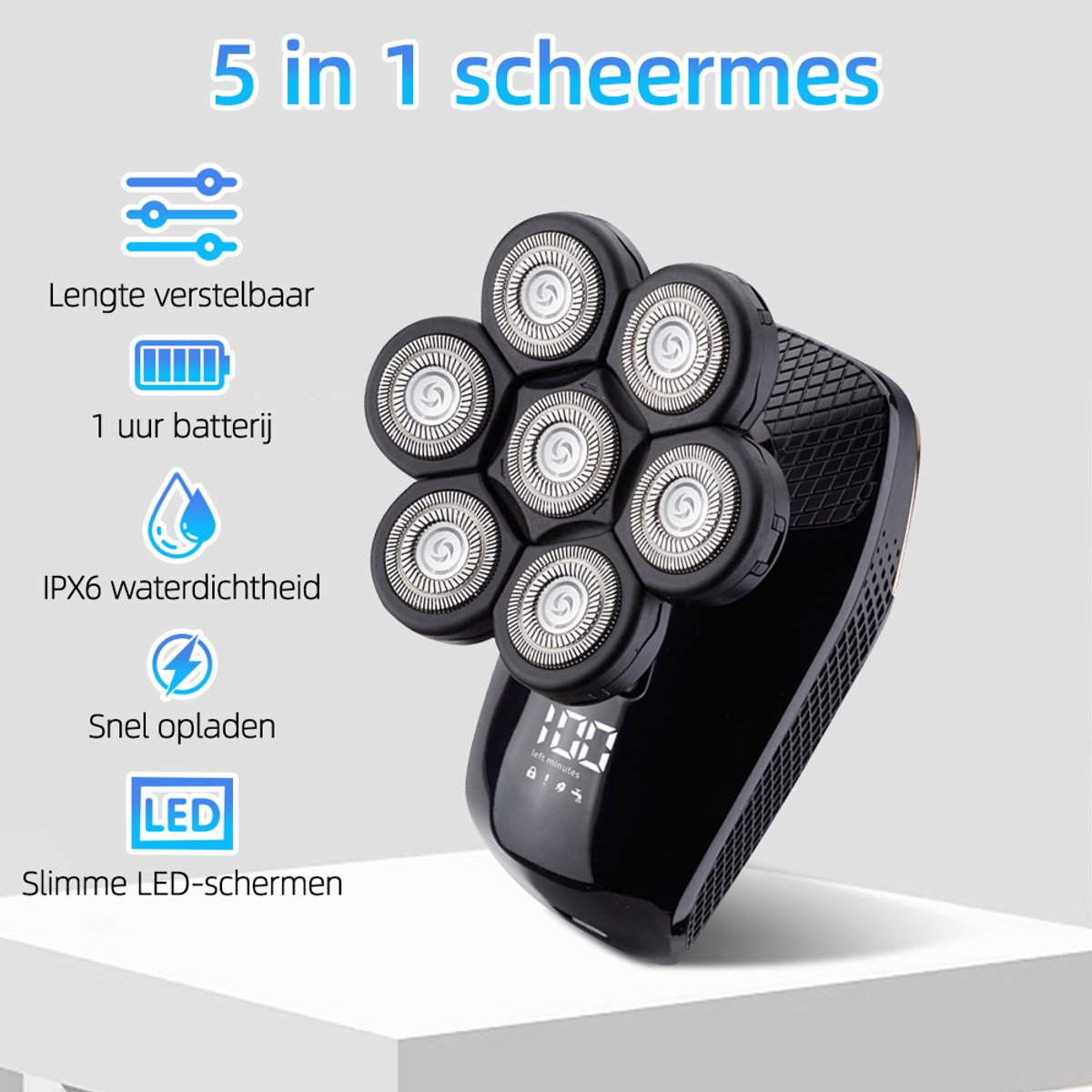 5-in-1 Elektrisch Scheerapparaat Draadloos & Waterdicht - afbeelding 2