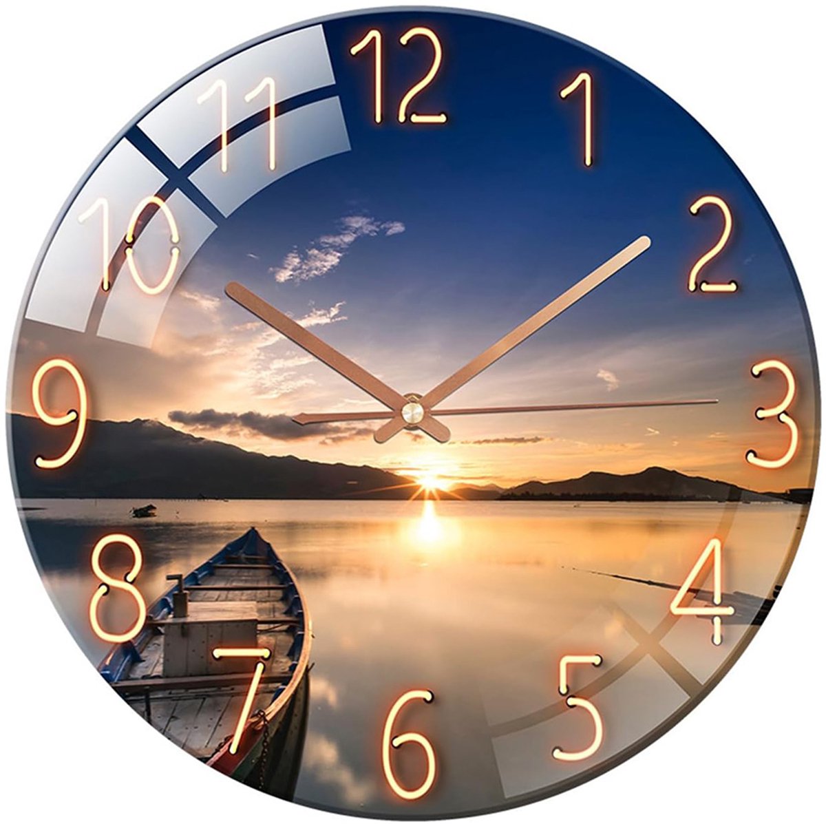 Glazen Wandklok - Ronde Muurklok - Stille Uurklok - Modern - 30cm - Wall Clock
