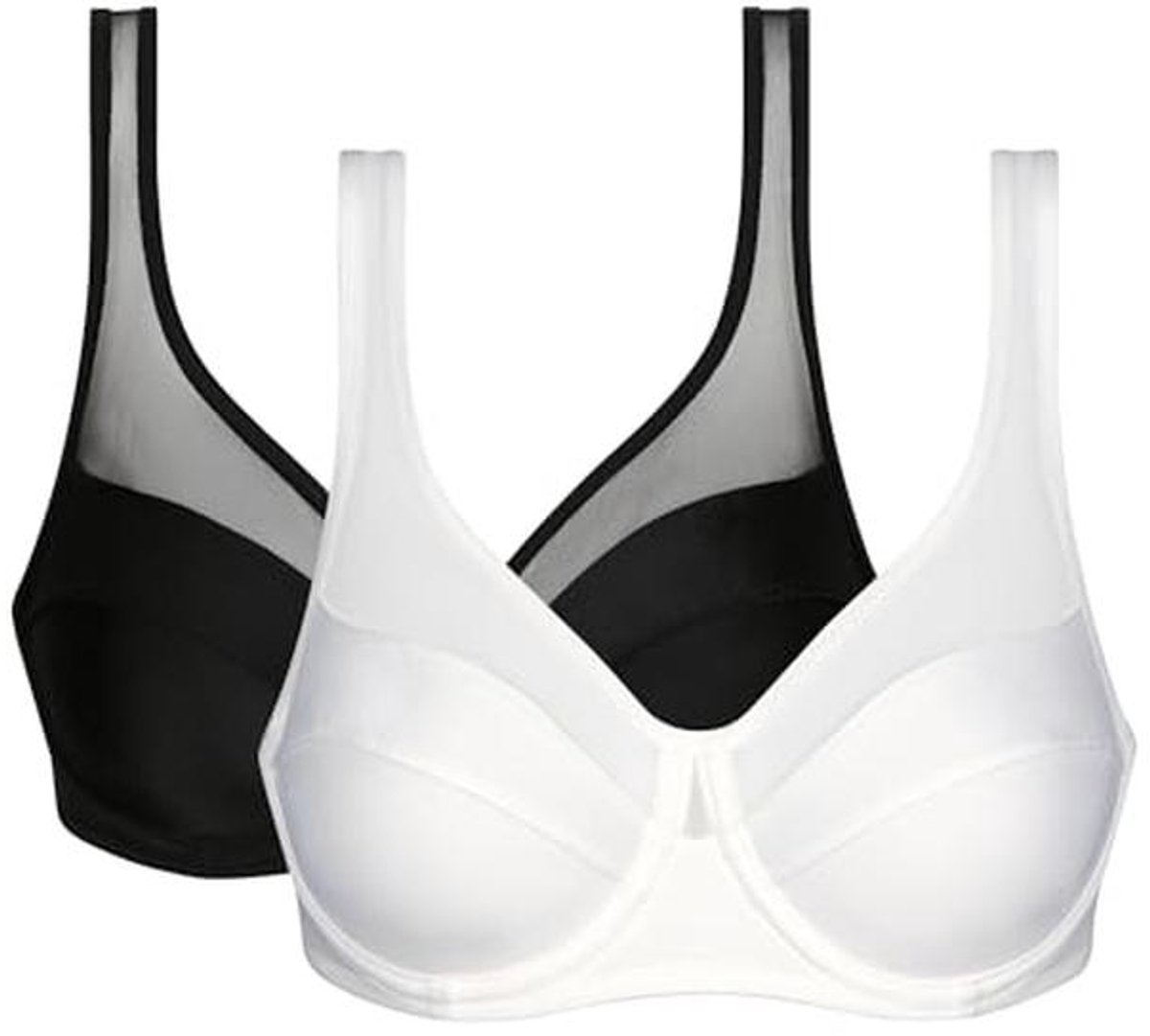 Dames Bh met Armatuur en Perfecte Ondersteuning - 2-Pack, Zwart/Wit, 80TH