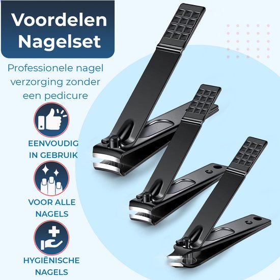 Christian Deluxe® 3-Delige Nagelknipper Set met Nano Glasvijl - Nagelknipper - Teennagelknipper - Pedicureset - Manicure set - Pedicure Voor Hand- en Teennagels — afbeelding 2