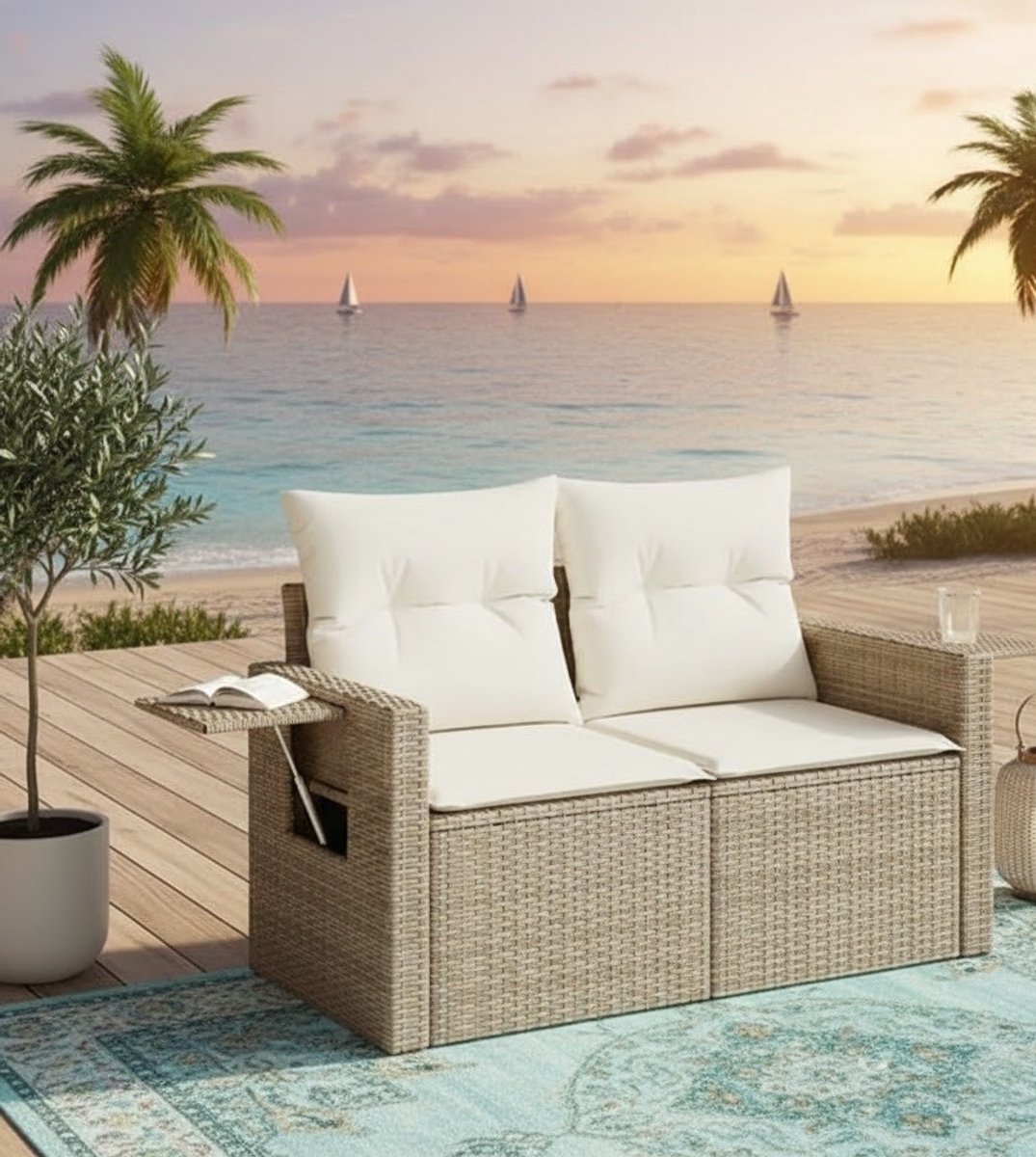 Luxe U-Vorm Hoekbank met Slaapfunctie & Opbergruimte – Grote Slaapbank van Ribstof – Beige House&Garden