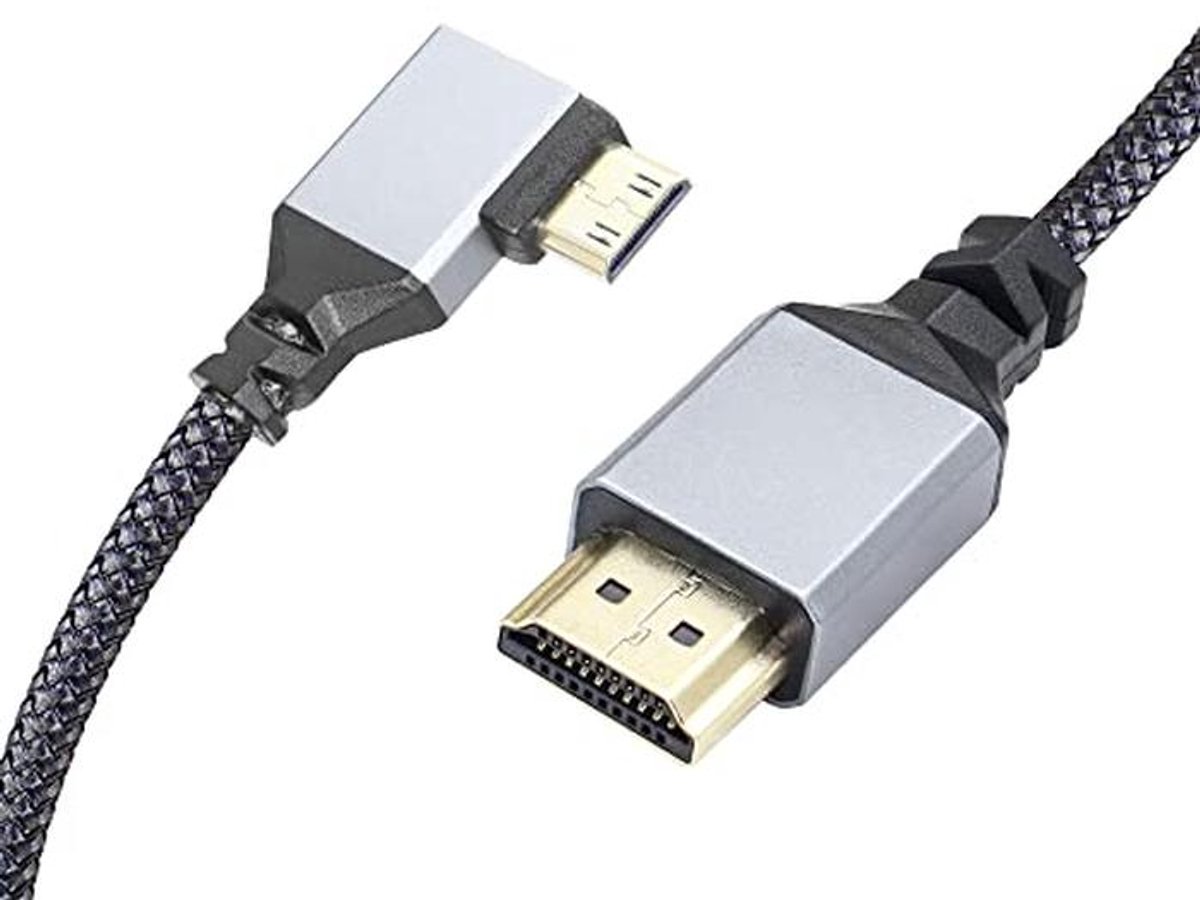 4K Mini HDMI naar HDMI Adapterkabel Linkse Hoek 90 Graden - 50cm Korte Kabel