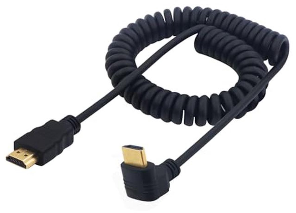 Rechthoekige HDMI-kabel 90 Graden - Coiled Hoogwaardige HDMI-kabel met 4K Ondersteuning - 2 Meter