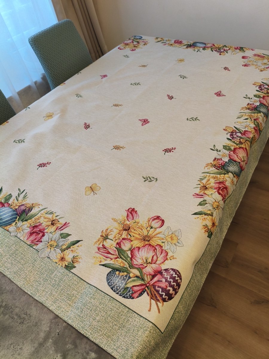 Tafelkleed Luxe Gobelinstof Easter Pasen Tulips 140*180cm