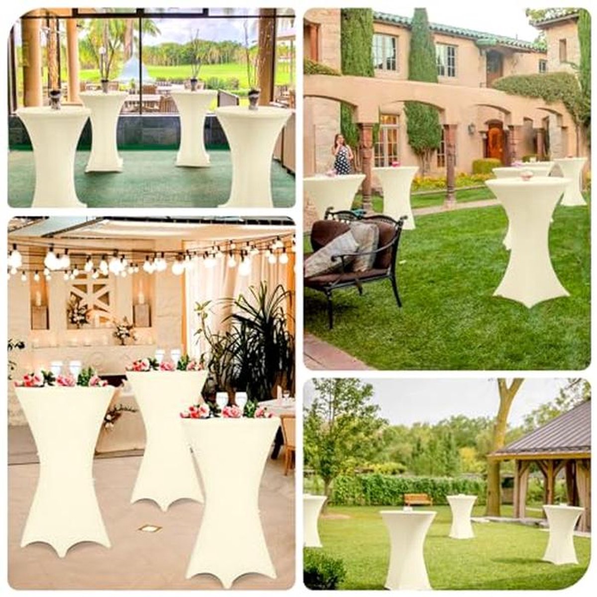 Set van 3 Verstevigende Rechthoekige Tafelkleedjes voor Hightables - Beige 32 x 43 inch