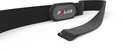 Zwarte Polar borstband met grijze sensor, witte opdruk "POLAR" met rode stip.