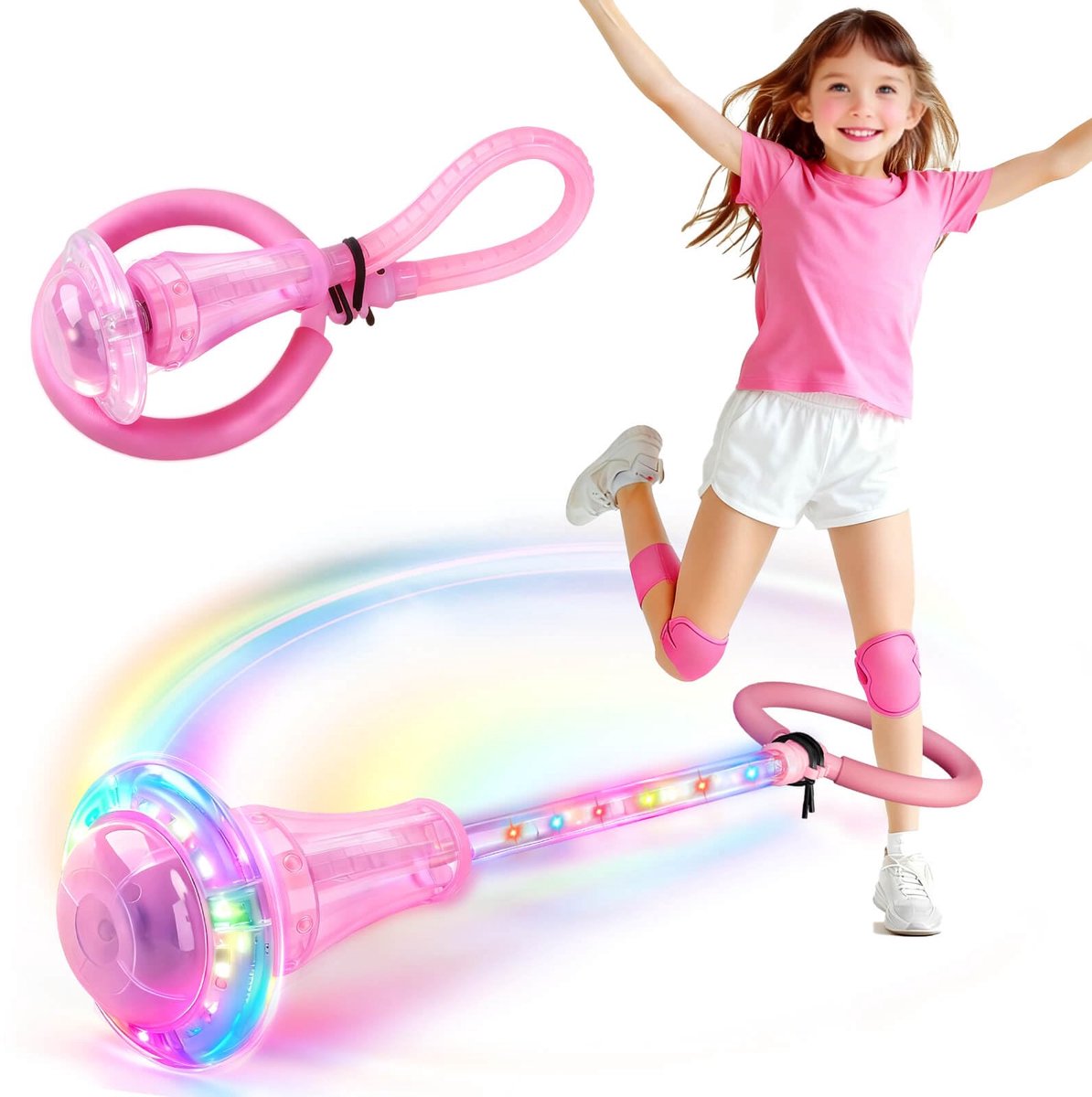 YYchan Dance Wheel - Swing wiel met licht - zachte en flexibele koordconstructie - beschermt enkels tijdens het spelen - Roze