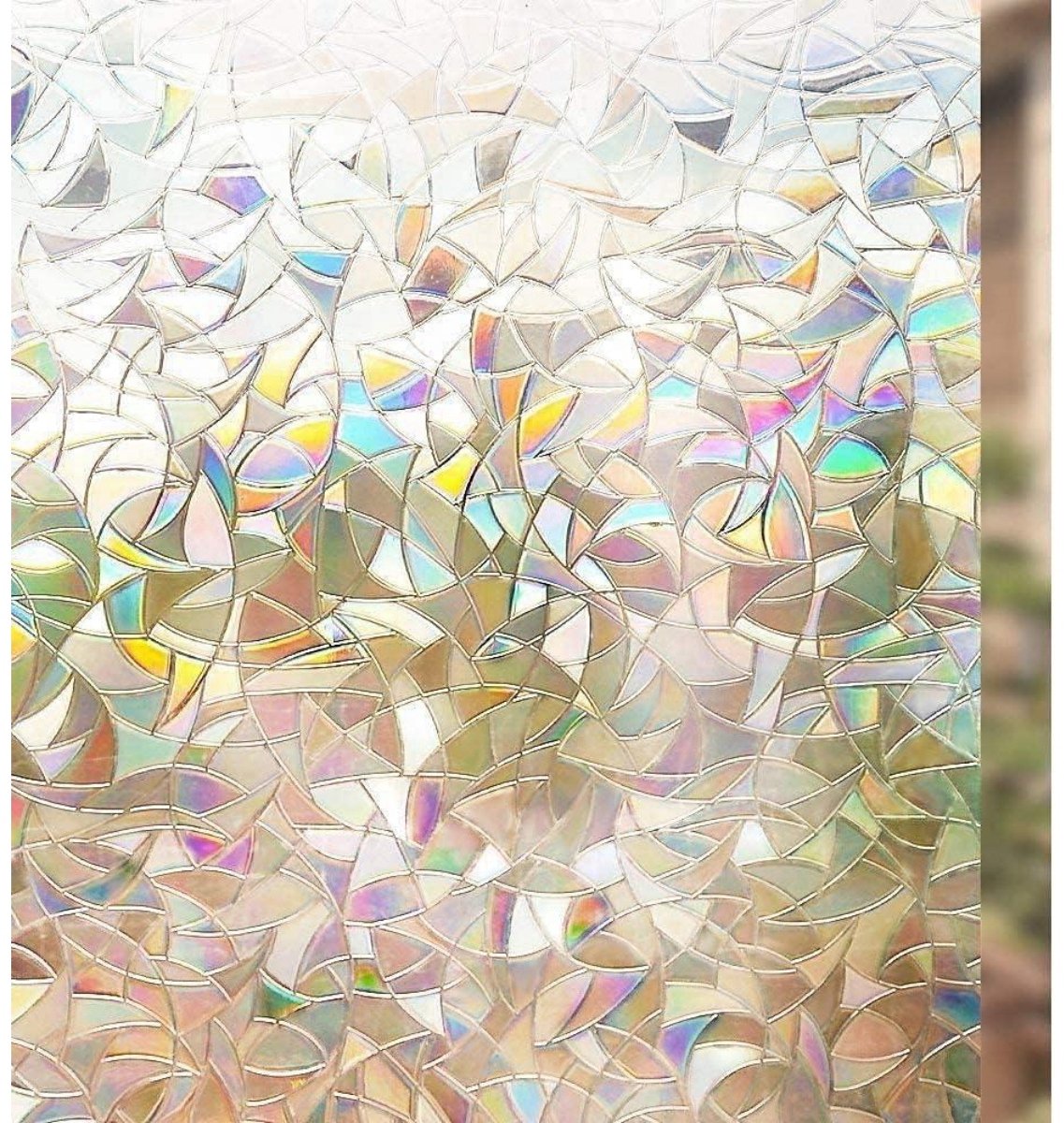 GELLDG Raamfolie met statische elektriciteit - Regenboogeffect - 45x200cm - Privacyfolie - Antireflectie - 3D-effect - UV-bescherming - Verduisterende folie - Geschikt voor slaapkamers, kantoren en keukens