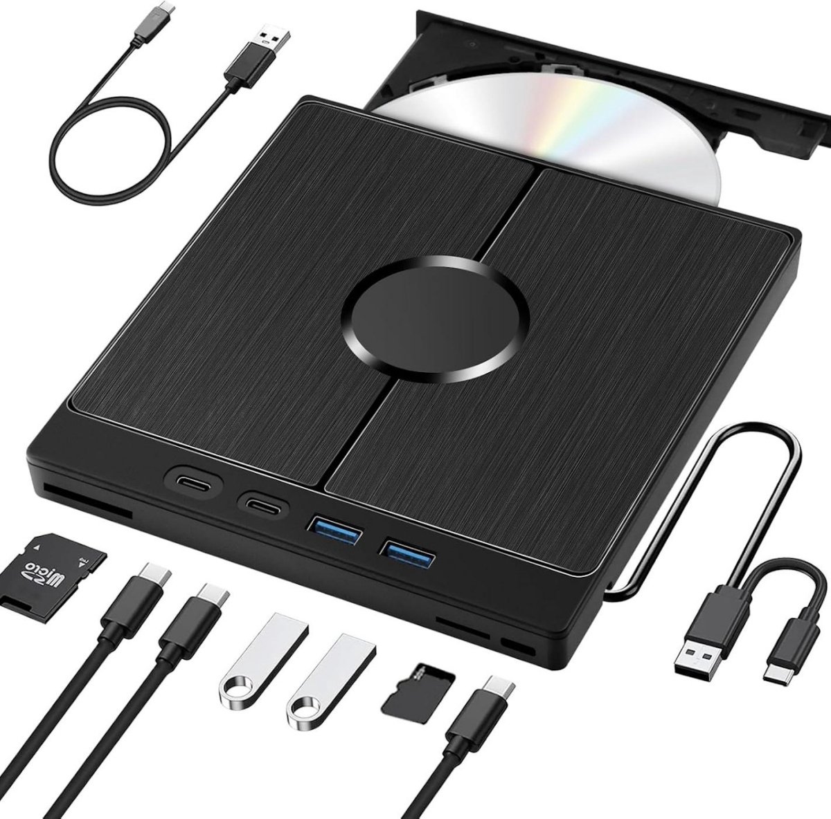 Image of GELLDG Externe cd/dvd-drive - USB 3.0 - Type-C-interface - Draagbare cd/dvd-brander (+/-RW) - Met USB/SD/TF-kaartlezer - Geschikt voor pc's, laptops, desktops en MacBooks - Ondersteunt Windows 11/10/8/7/XP en Mac OS