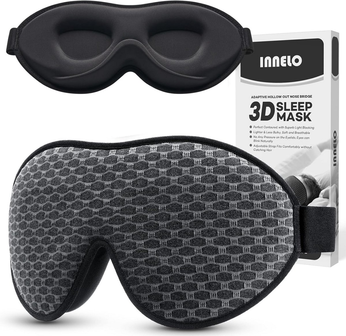 Comfortabel slaapmasker voor mannen en vrouwen - 3D-contour, drukloos en zacht oogmasker voor een optimale nachtrust