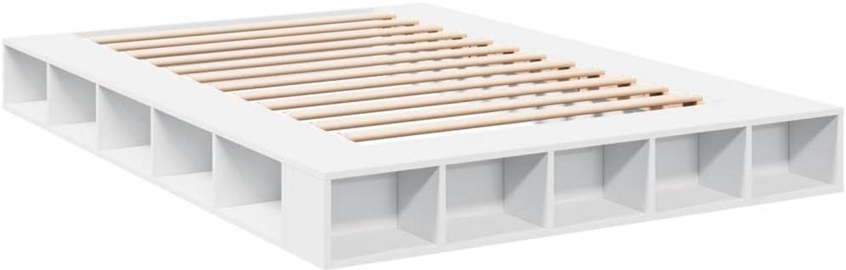 Houten Bedframe Wit 140x200 cm met Opbergvakken