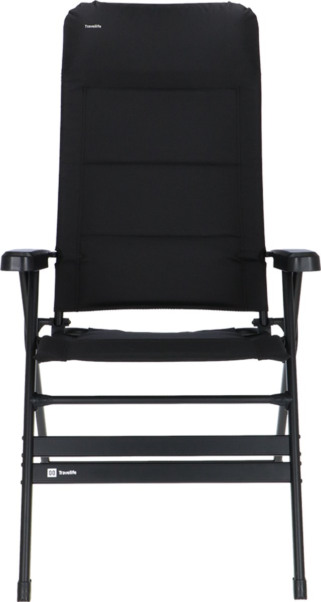 Travellife Festo Campingstoel XL Grafiet Zwart - 7 Standen - Extra groot zitvlak - 150 kg draagvermogen - Compact opvouwbaar - Geïntegreerd hoofdkussen