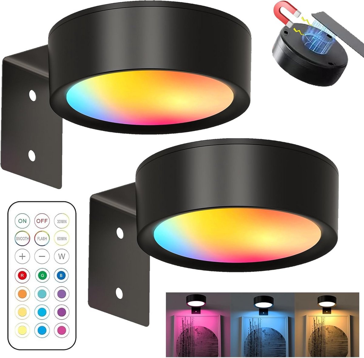 Draadloze fotolamp met afstandsbediening - Magnetisch schilderlicht met dimbare timer en 3 lichtkleuren