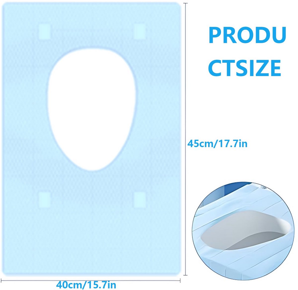 Set of 30 Travel Accessories, Toilet Seat Cover, Disposable Toilet Seat Cover, Extra Large PE Waterproof Travel Toilet Seat Cover, Flushable Paper Toilet Seat Cover, 40 x 40 cm
