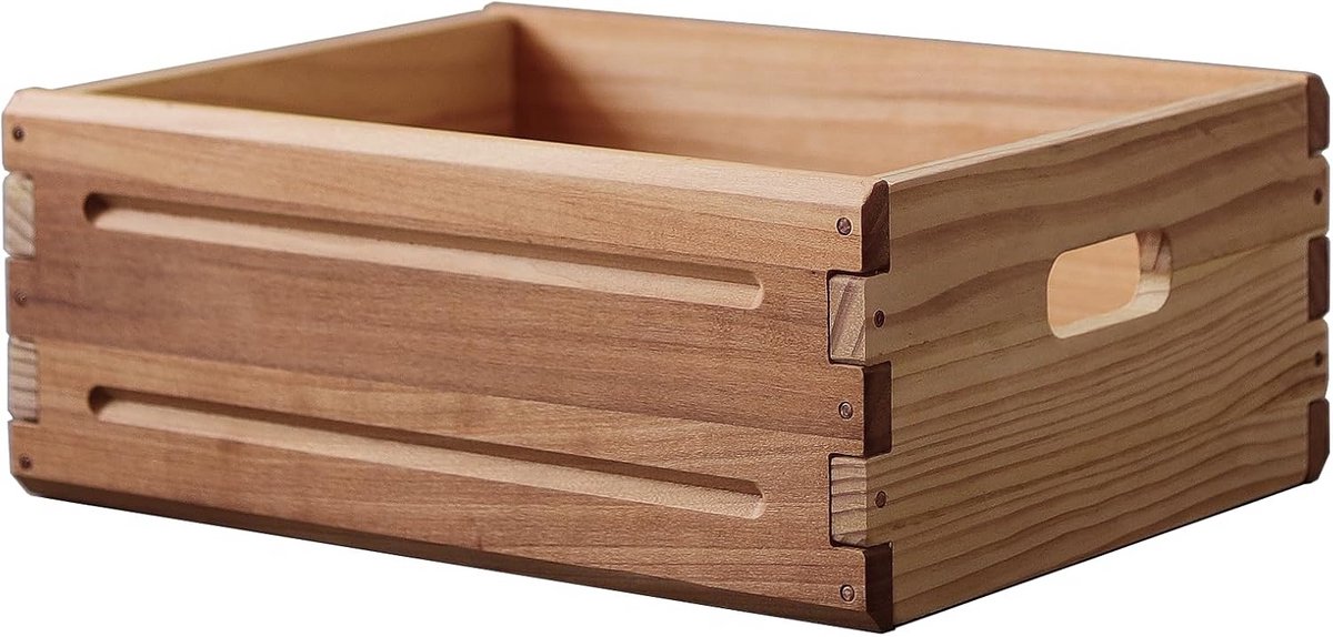 KLZLQ-XINCHEN 4 stuks houten opbergbakken van 40,6 x 30,5 cm x 15,9 cm. Duurzame open massief houten kist met handgrepen. Boerderij container plank manden. Multifunctionele woondecor organizer kratten