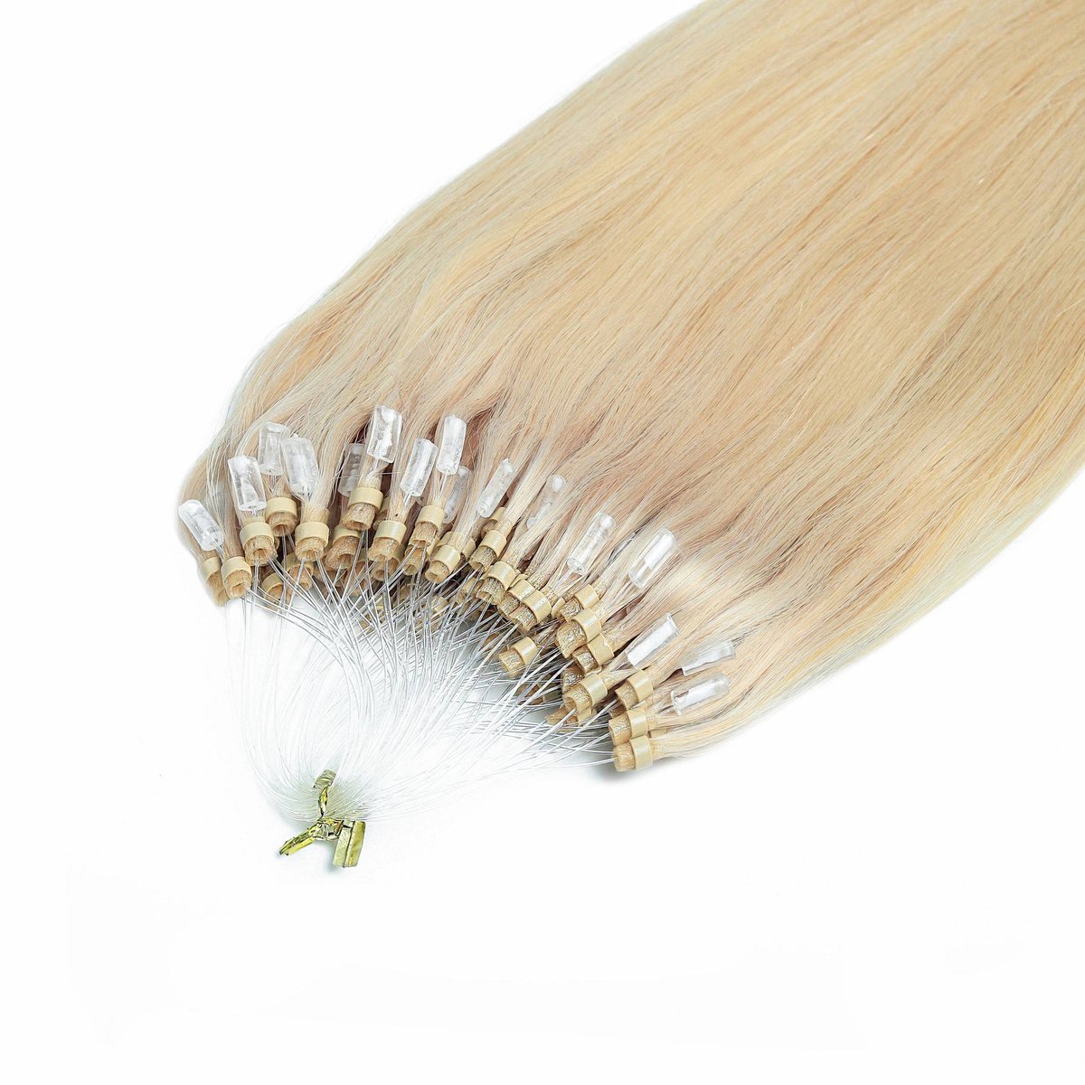 hair2heart Premium Microring Extensions Echt haar glad - 25 strengen 0,8 g 40 cm 10/1 lichtblond as