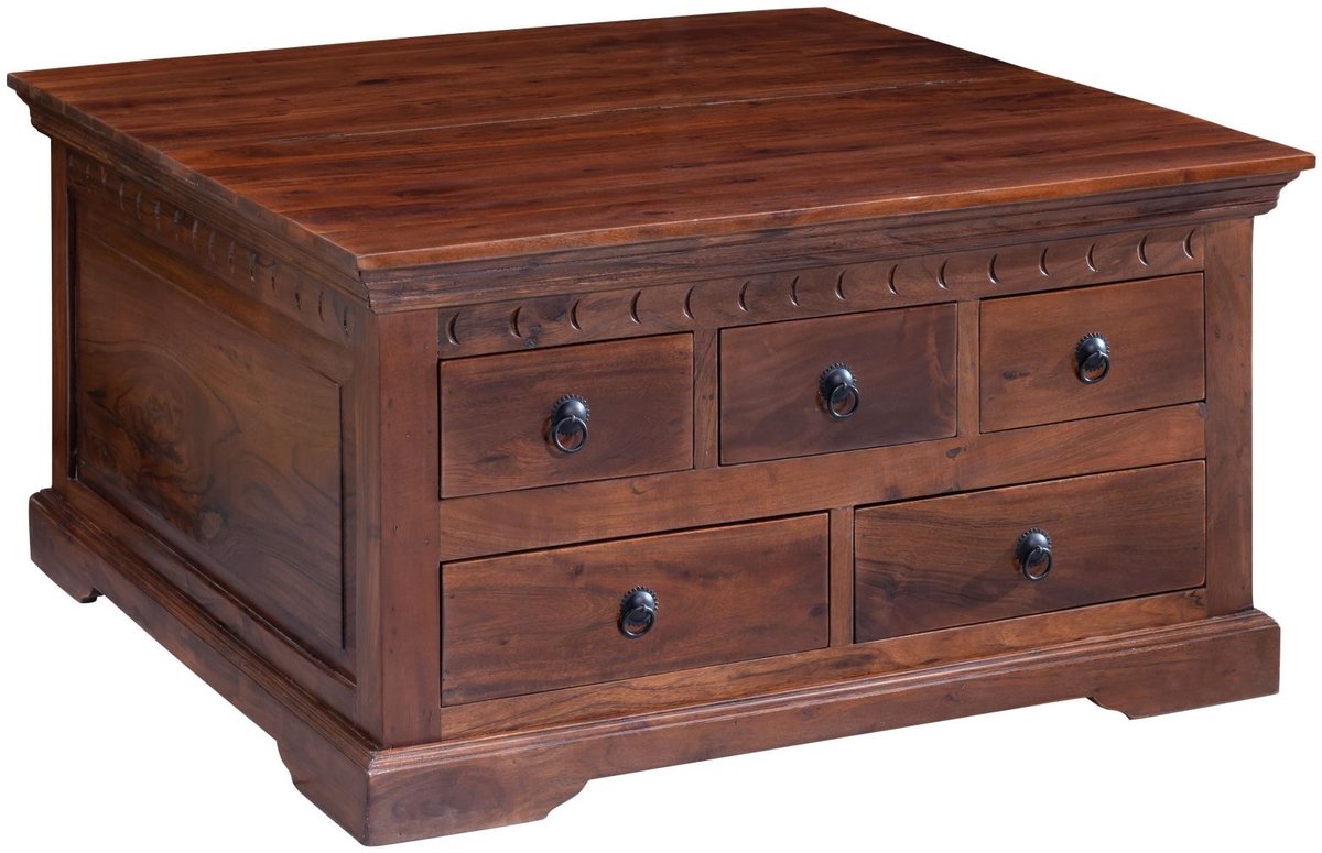 MASSIVMOEBEL24 .DE OXFORD #320 salontafel donkerbruin gelakt acacia 90x90x50 cm (BxTxH)