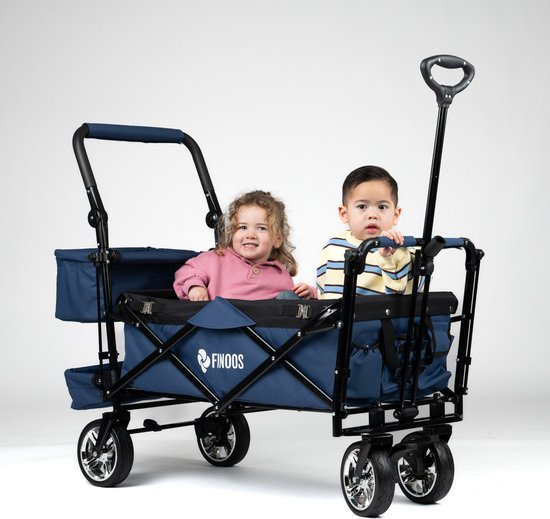 FINOOS Bolderkar / Bolderwagen opvouwbaar 5016 met dakje, opbergtas en vele extra's Donkerblauw van FINOOS — afbeelding 3