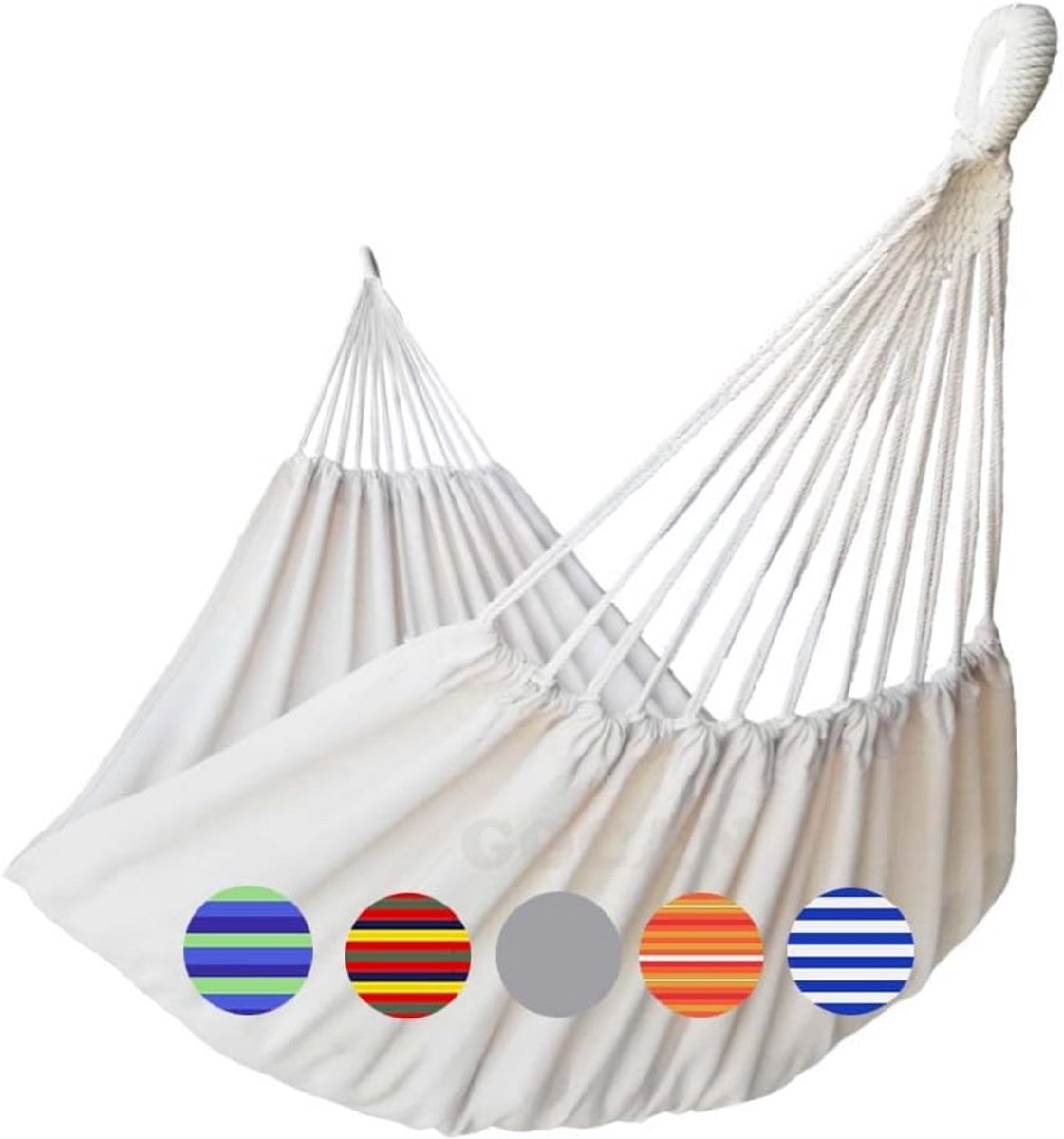 Doppelde Hangmat voor Buiten en Binnen - 220x150cm - Totale Lengte 330cm - Maximum Belastbaarheid 300kg - Beige XXL