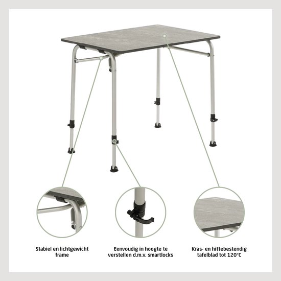 Travellife Sorrento Campingtafel Honeycomb dark grey 80x60 - Kras- en hittebestendig - Extreem lichtgewicht - Inclusief draagtas van Travellife — afbeelding 5