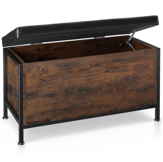 tectake - Boîte de siège rembourrée Calico dim. 81 x 41,5 x 50,5 cm - marron foncé - 404638