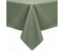 Protecttable - Tafelzeil Linnenlook Olijfgroen 140x250cm - Tafelkleed Afwasbaar - Kunststof