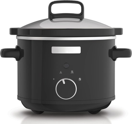 Nexvo® Slowcooker met Timer - Crockpot - Snelkookpan - Inclusief Warmhoudfunctie - 2.4 Liter - Zwart- 21cm x 29cm x 28cm; 3.1 kg