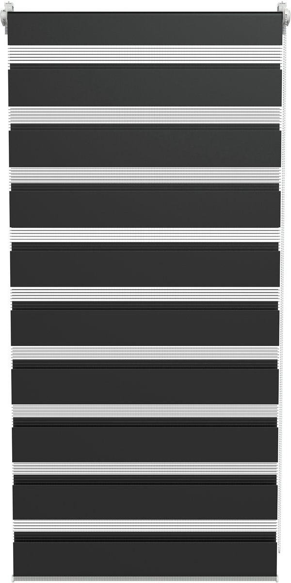 ACXIN Zebra Rollo Klemmfix - Zonder Boren - Lichtdoorlatend en Verduisterend - 60x120cm Zwart