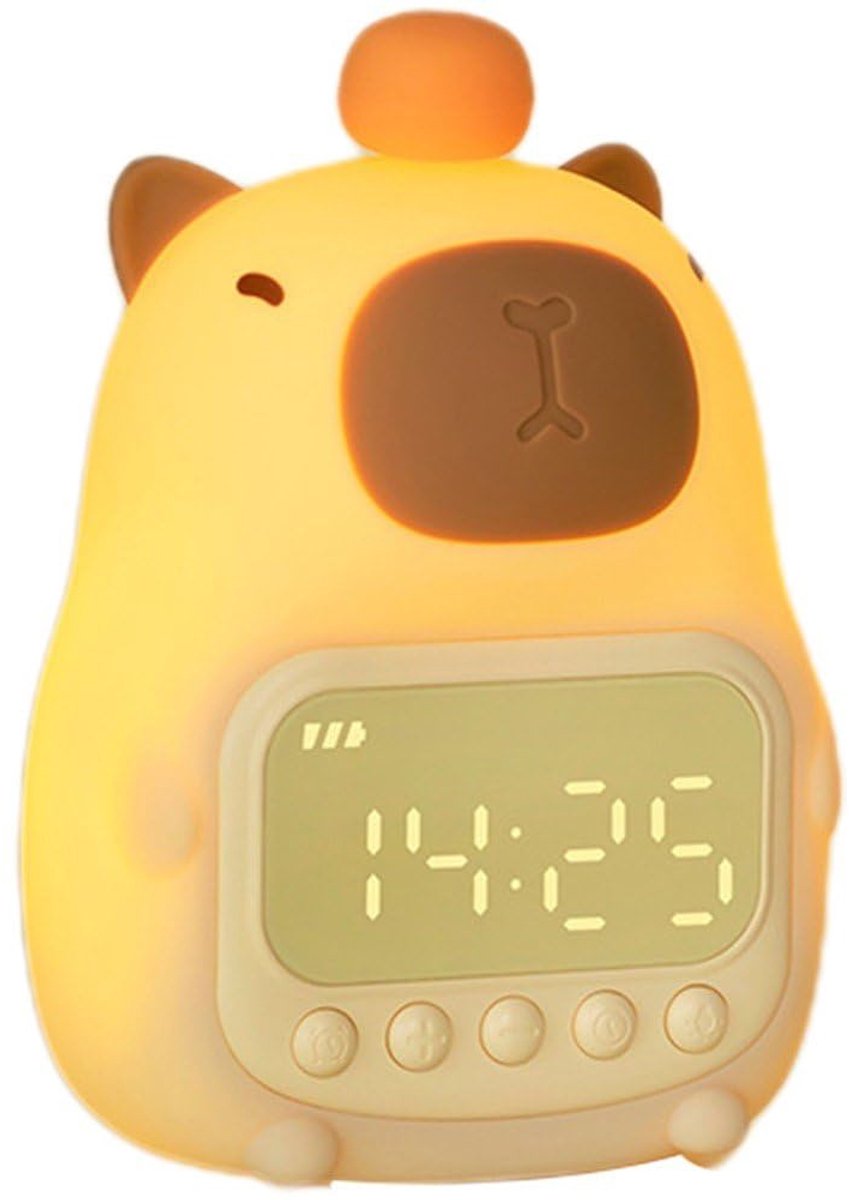 Capybara wekker - Leuk siliconen nachtlampje voor kinderen - Oplaadbare digitale wekker - Touch LED nachtlampje voor naast het bed