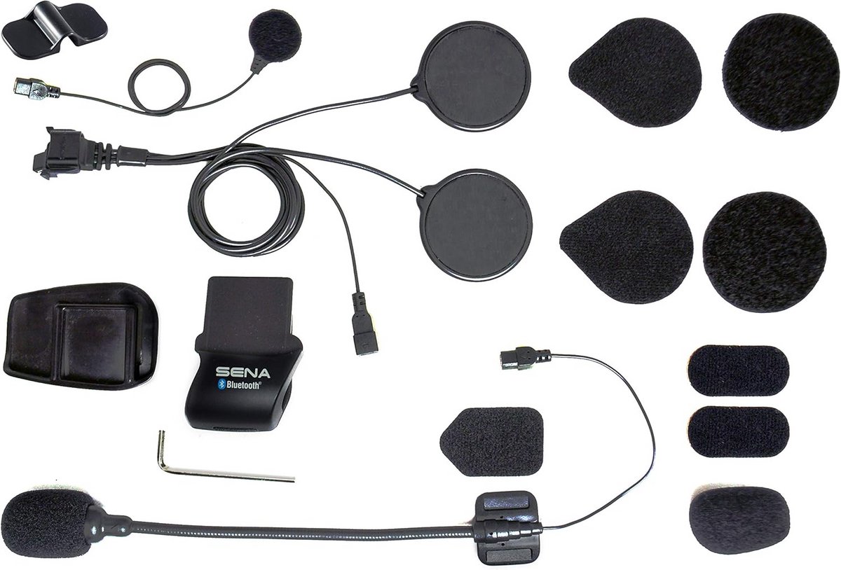 Helmklemmenset voor Bluetooth stereo headset en intercom