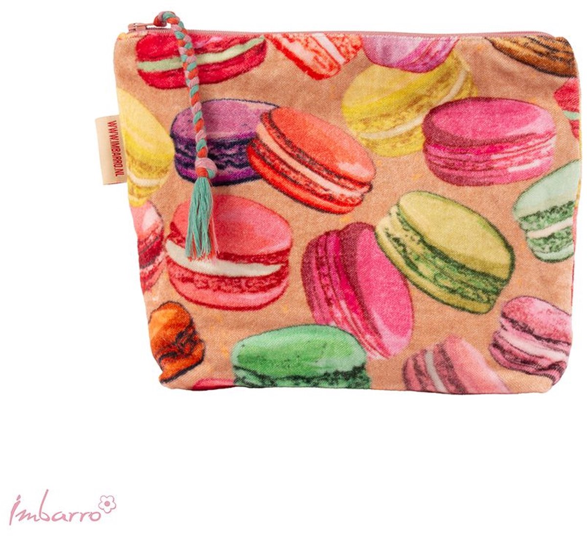 Imbarro - Pouch - Make-up Tas - Toilettas - Macarons - Velvet - 24x20 cm