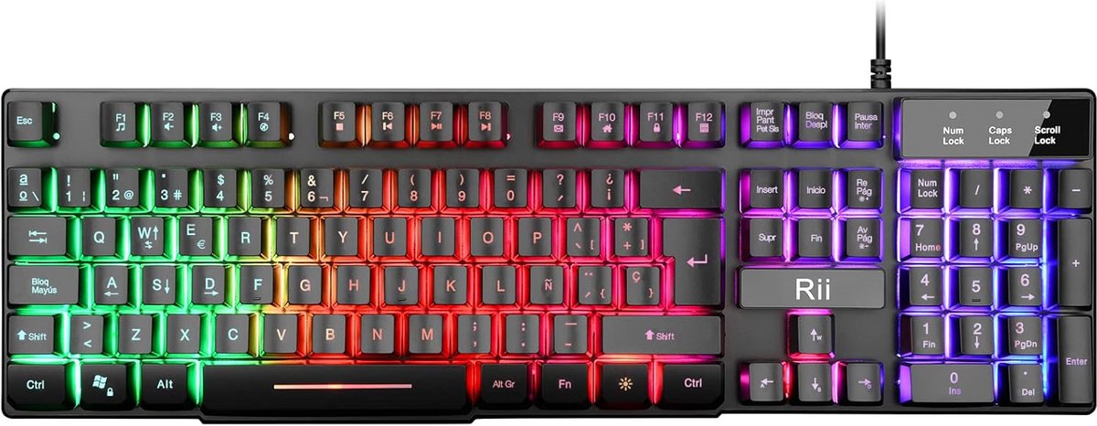 Gaming-toetsenbord met RGB-achtergrondverlichting en USB-kabel - 104 toetsen