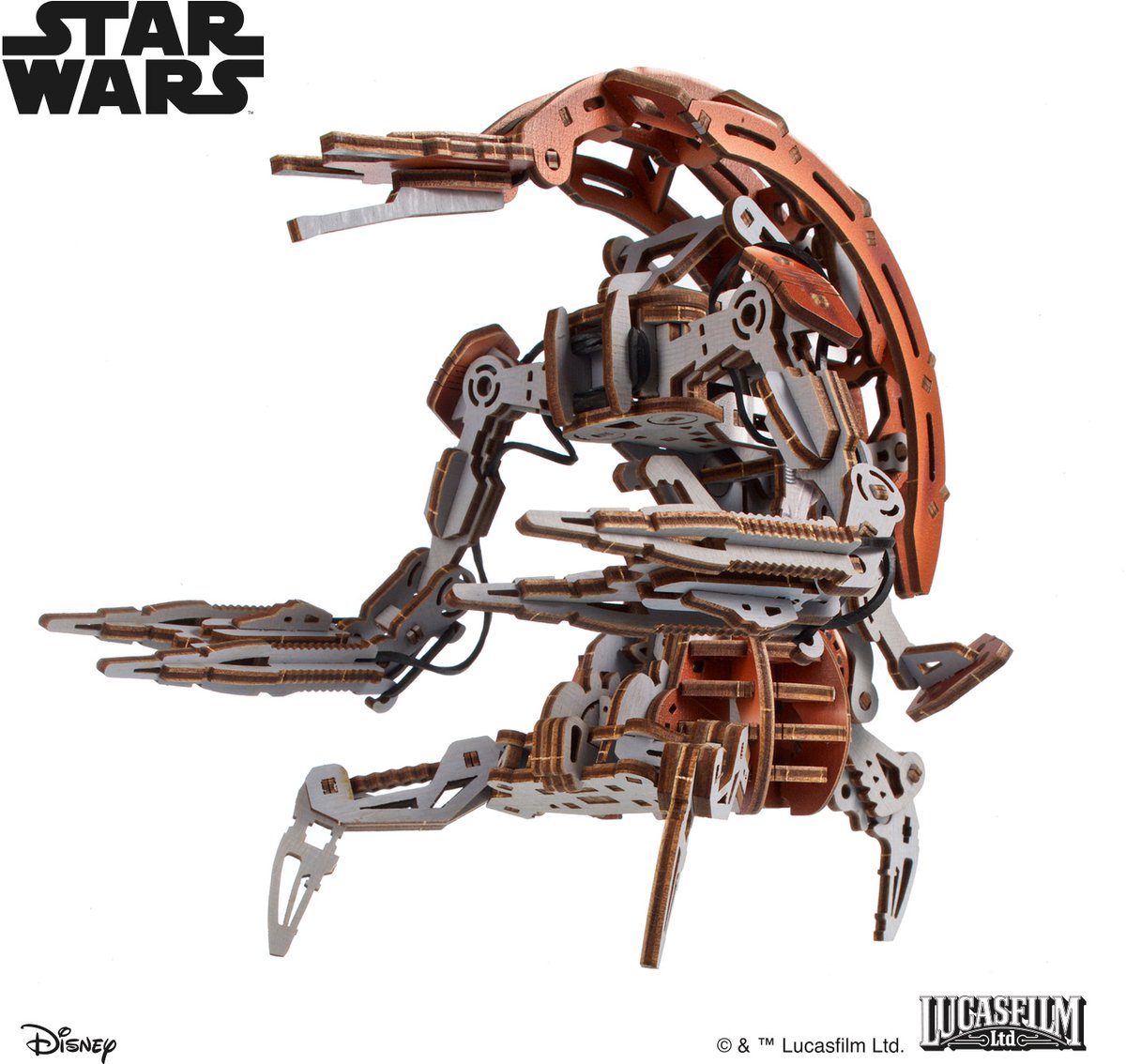 UGEARS 3D Modelbouw - Droideka™ - Star Wars - Mechanisch Bouwpakket Hout - Educatief Speelgoed — afbeelding 3
