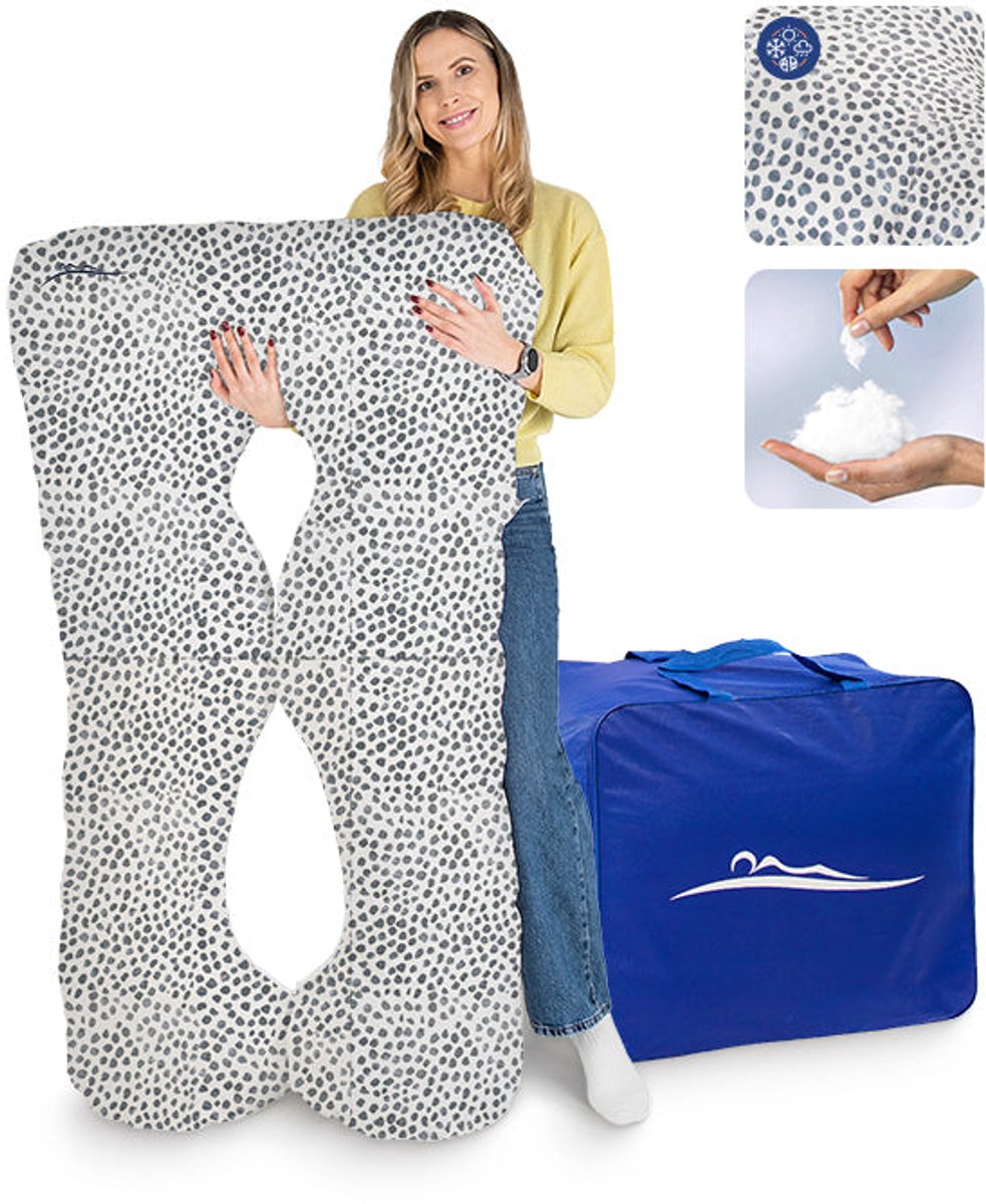 KomfortKissen™ Premium Zwangerschapskussen XXL – Lichaamskussen 150 cm – Zijslaapkussen – Body Pillow – Voedingskussen – Ergonomisch Kussen – Afneembare Hoes – Wasbaar – Borstvoedingskussen – Latte
