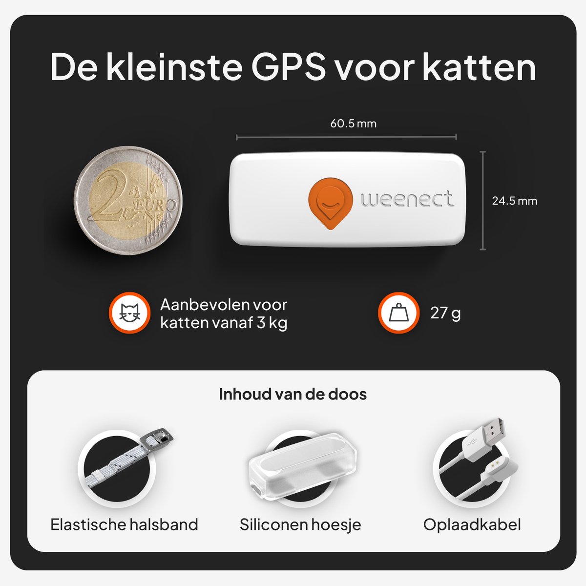 Weenect Cat XS White edition - NIEUWE GPS-kattenhalsband | Real-time GPS-minitracker voor katten | Kleinste op de markt | Abonnement | Halsband inbegrepen | Levenslange garantie thumbnail 4