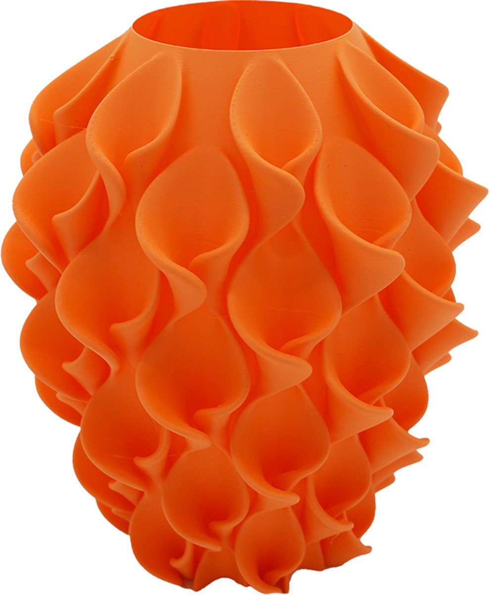 Lovora Bluma moderne vaas - Decoratieve vaas - Oranje - 3d geprinte vaas – geschikt voor droogbloemen - 20CM