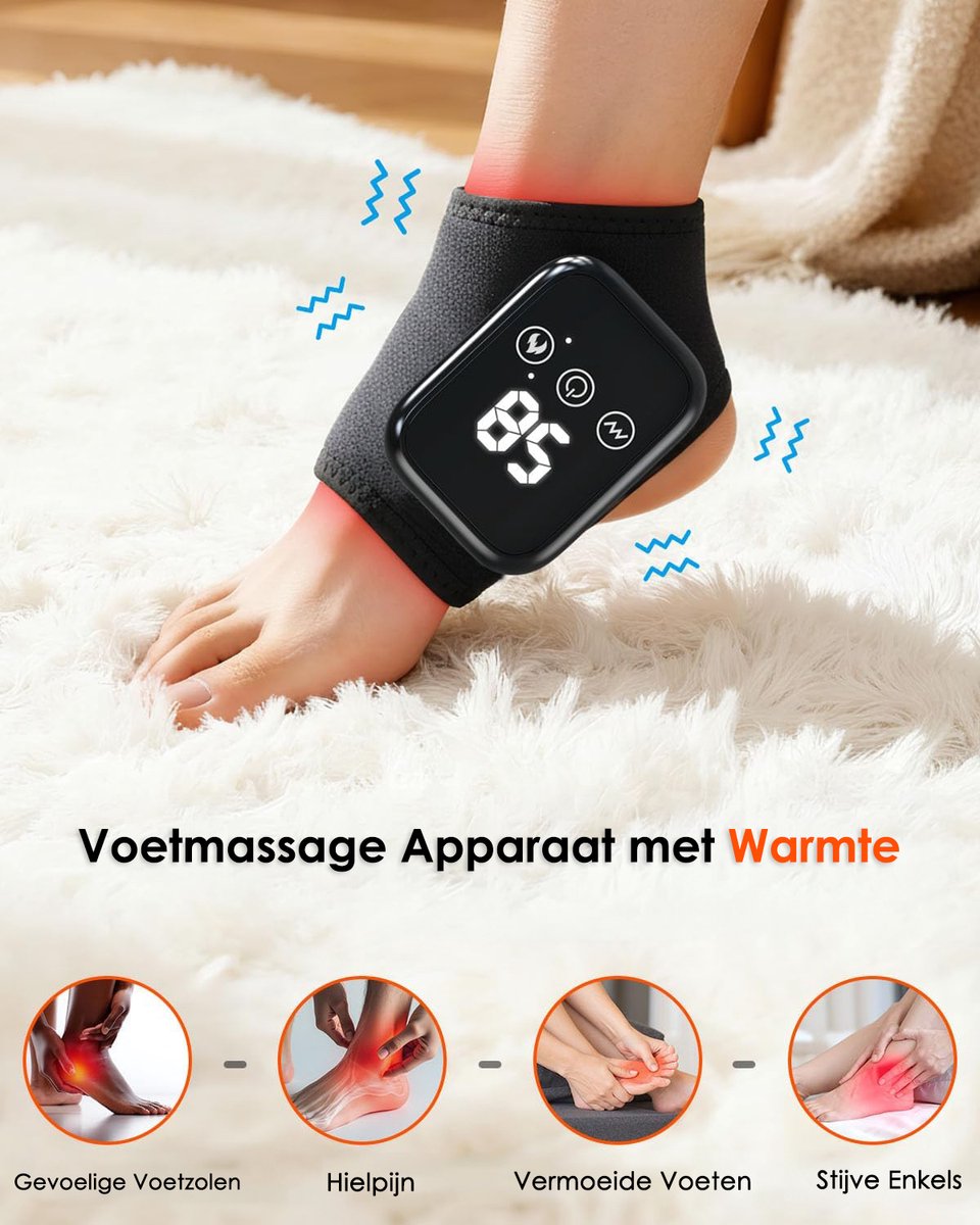 Vesfy Voetmassage Apparaat met Warmte & Vibratie - Voet & Enkel Massager - 3 Massage Standen - 3 Warmtestanden - Oplaadbaar - Tegen Vermoeide Voeten thumbnail 6