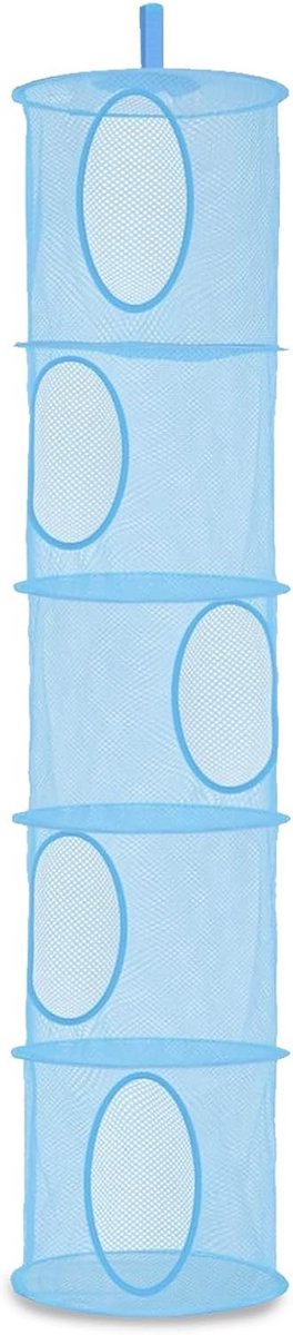 Hangende Opbergmand met 5 Vakken - Opvouwbare Organizer voor Knuffeldieren, Voor Kamer, Badkamer en Balkon (Blauw)