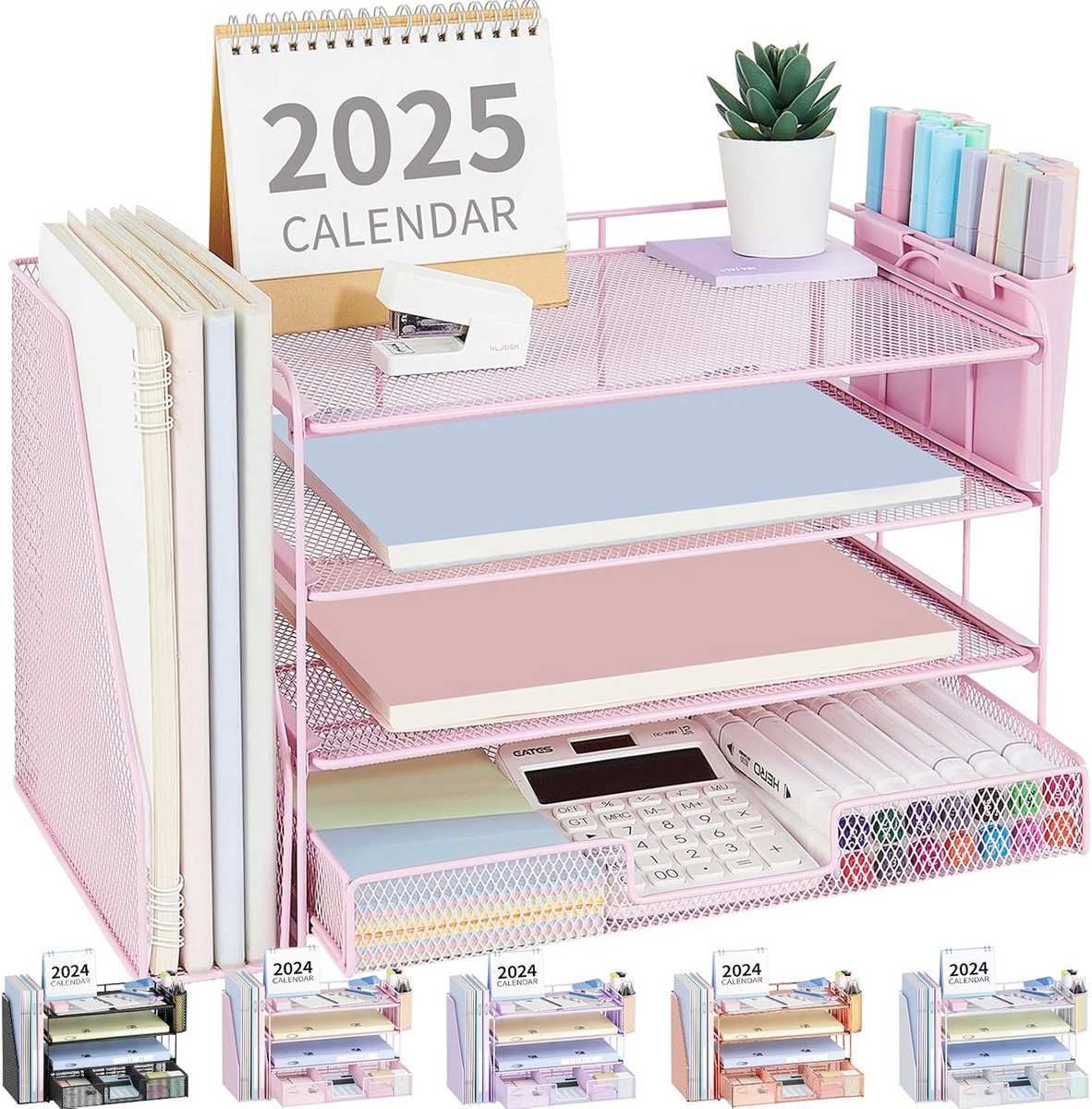 Bureauorganisatoren en accessoires - 4-laags lade bestandsmappen met penhouders en verticale organizer voor kantoor