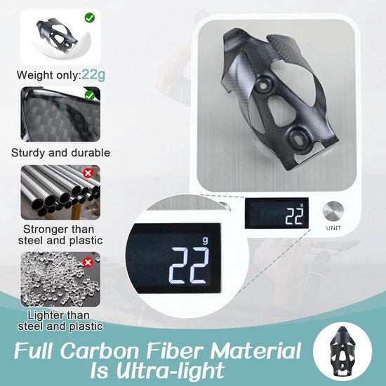 Flessenhouder voor Fiets - Ultralicht Carbon Voor Racefiets en MTB — afbeelding 3