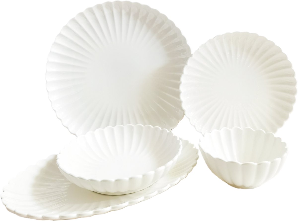 Bricard Paris - Porseleinen Serviesset - Dinner Set - 25-delig - 6-Persoons - Wit