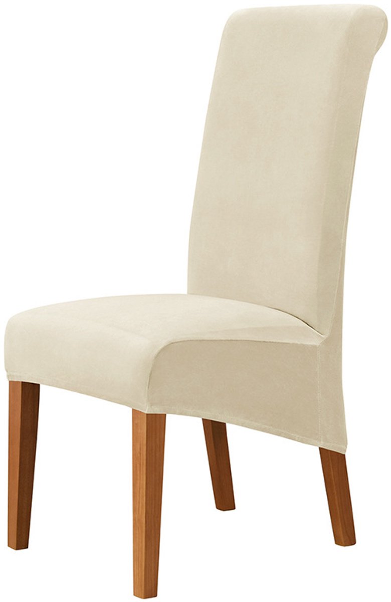 1 Stuk Elastische Eetkamerstoelhoezen - Beschermhoezen Voor Eetkamerstoelen En Hoge Stoelen - Met Elastische Band Voor Perfecte Pasvorm (Beige wit)